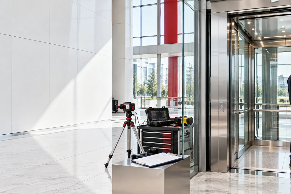 Concept illustration of elevator inspection equipment